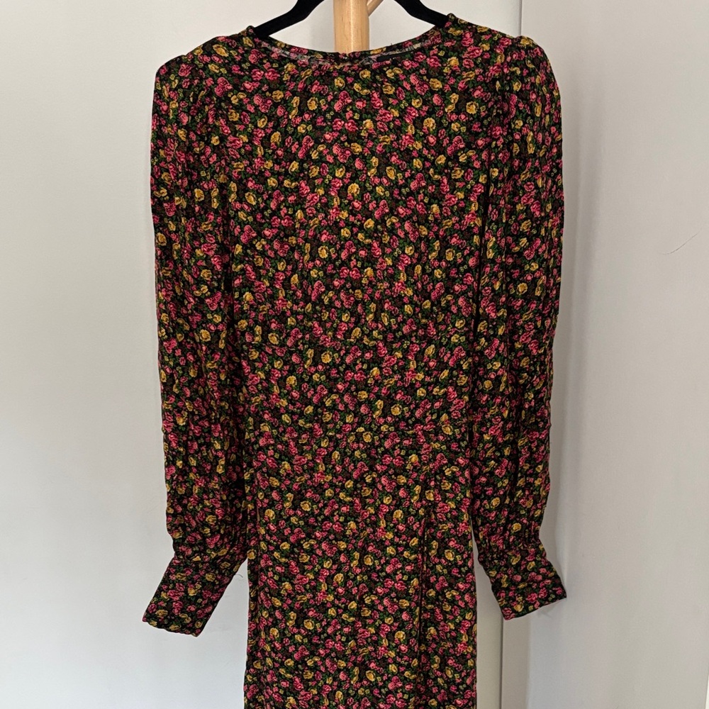 AFRM Black Dress with Pink and Yellow Floral Pattern